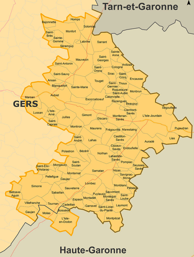 CPTS Sud Est Gersois - Carte du territoire de santé